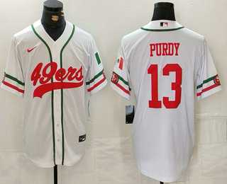 Men%27s San Francisco 49ers #13 Brock Purdy White Mexico Cool Base Stitched Baseball Jersey